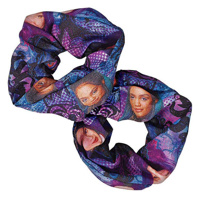 Disney Descendants 3 Scrunchies - 4" (Pack of 4) - Fabulous Purple & Blue Fabric Hair Accessories - Perfect for Stylish Fans & Trendsetters