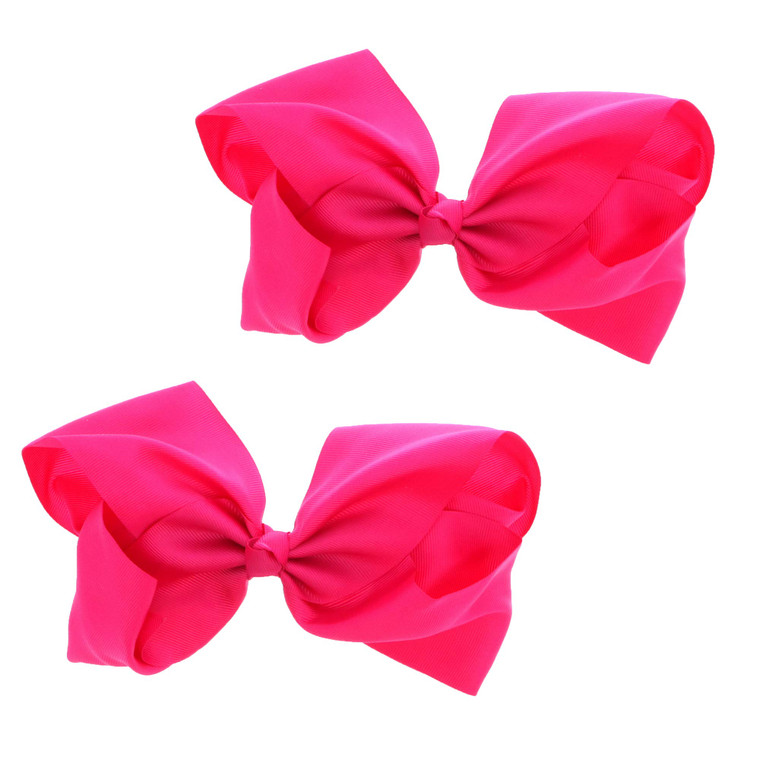 3 Inch Grosgrain Bow for Little Girls- Set of 2 (Hot Pink)