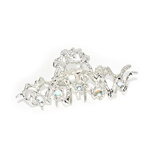 Metal Hair Claw Clips, Personality Nonslip Silver Fashion Hair Clamps,Perfect Jaw Hair Clamps For Women Thick Hair Styling-Strong Hold Hair-Fashion H