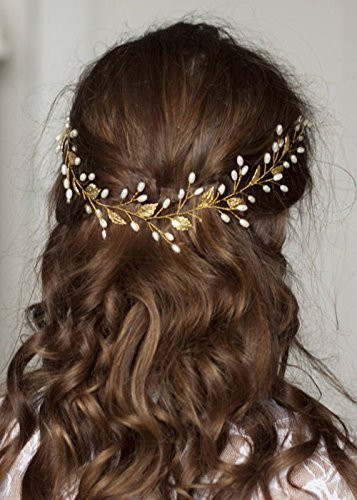 fxmimior Wedding Bridal Vintage Leaf Headband Headpiece Tiara Bride Hair Accessories (gold)