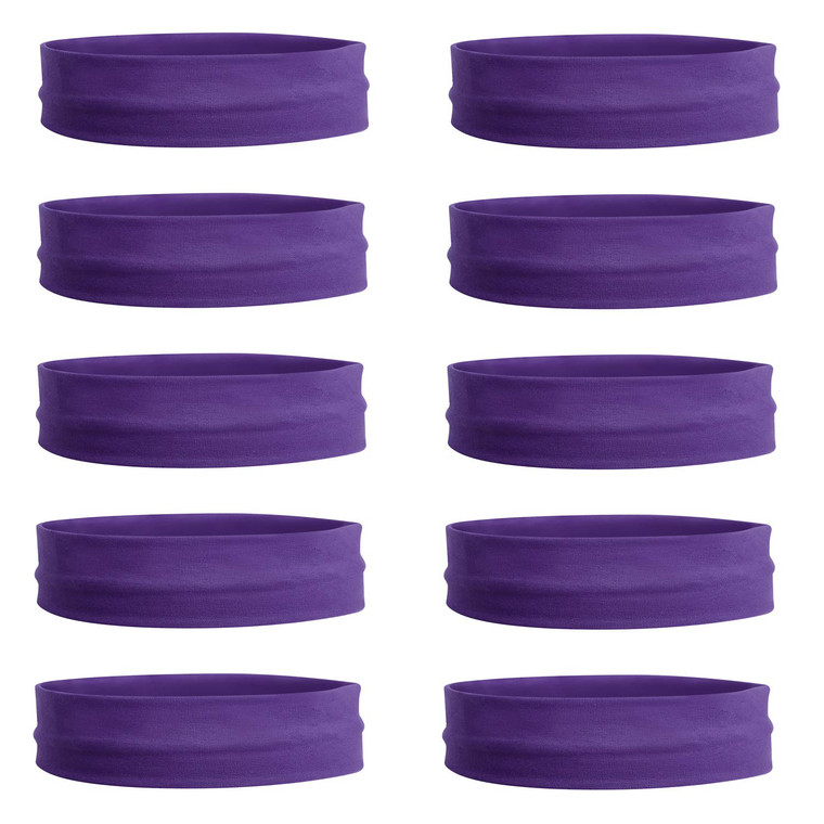 Teemico 10 Pack 3" Cotton Headbands Pack Stretch Elastic Yoga Soft and Stretchy Sports Sweatbands Fashion Headband for Teens Women (Purple)