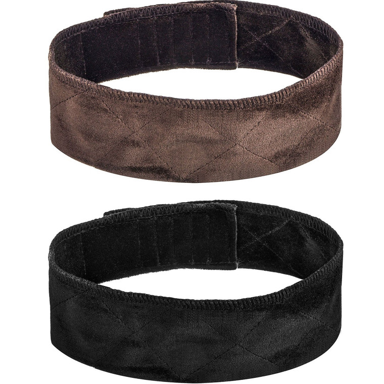 2 Pack Velvet Wig Band Head Hair Band Adjustable Fastern (Black and Brown)