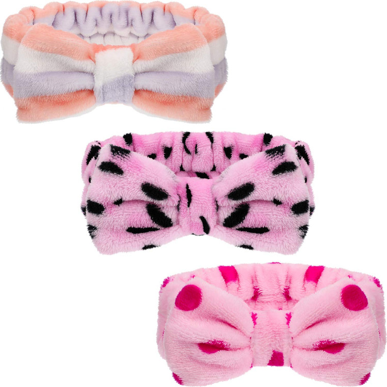 3 Pcs Towel Headbands for Women Headband for Washing Face Facial Hair Band Skincare Microfiber Bowtie Headband Makeup Terry Cloth Headbands Spa Showe