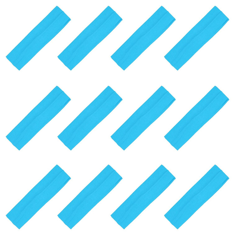 Kenz Laurenz Soft and Stretchy Elastic Cotton Headbands, Pack of 12, Light Blue