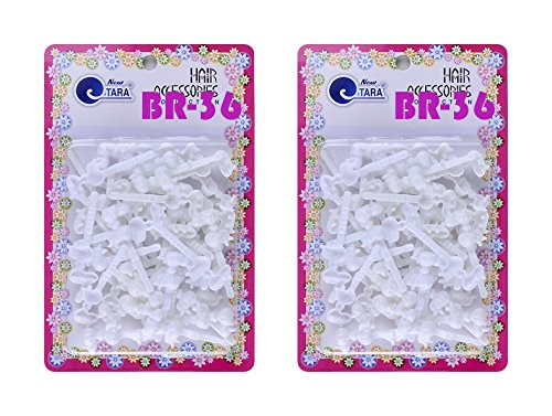 Tara Girls Self Hinge Multi Design Plastic Bow Hair Barrettes Selection Pack Of 2 (BR36)