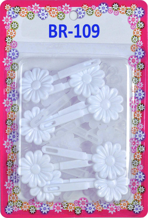 Tara Girls Self Hinge Plastic Flower Hair Barrettes 18 Pieces Selection (White Clear)