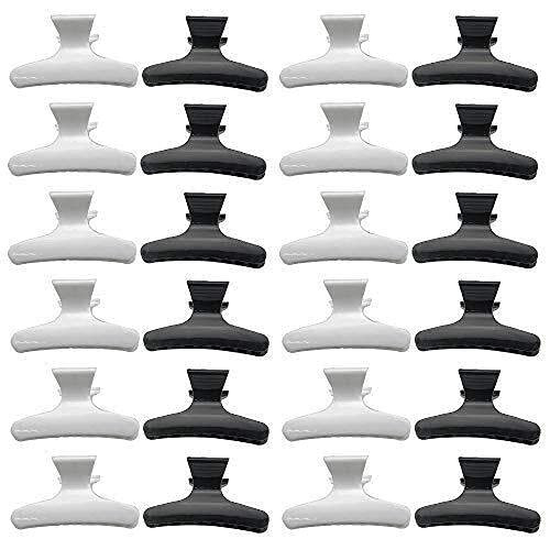 XINGYHENG 24Pcs Large Butterfly Hair Clamps Black and White Plastic Clip Hairdressing Tray Hair Positioning Hairpin