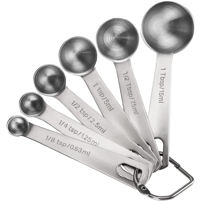 Measuring Spoons, Premium Heavy Duty Stainless Steel Measuring Spoons Cups Set, Small Tablespoon with Metric and US Measurements, Set of 6 for Measur