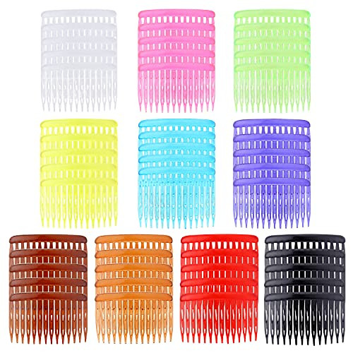 Lawie 50 Pack Clear White Black Colorful Small Plastic Side Hair Combs 14 Teeth Slide Hair Barrette Clips for Women Bridal Wedding Veil Comb DIY Craf