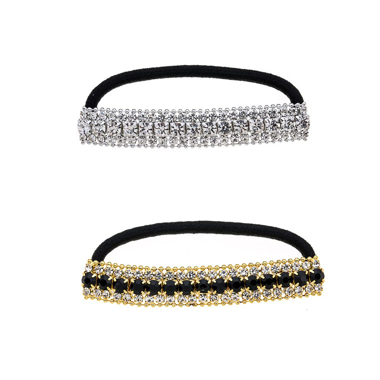 Ruihfas 2Pcs Luxury Rhinestone Elastic Hair Ties Headband Crystal Hair Rings Ropes Accessories for Women Girls