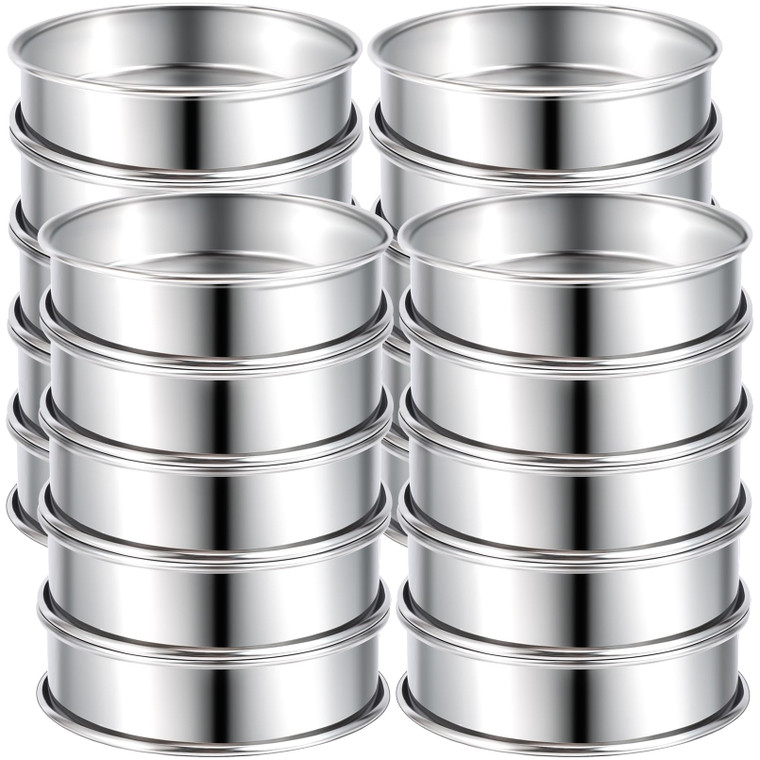 Dyrfolm 20 Pcs English Muffin Rings,3 Inch Stainless Steel Crumpet Rings,Double Rolled Tart Rings,Round Metal Muffin Tart Ring Molds for Home Baking,