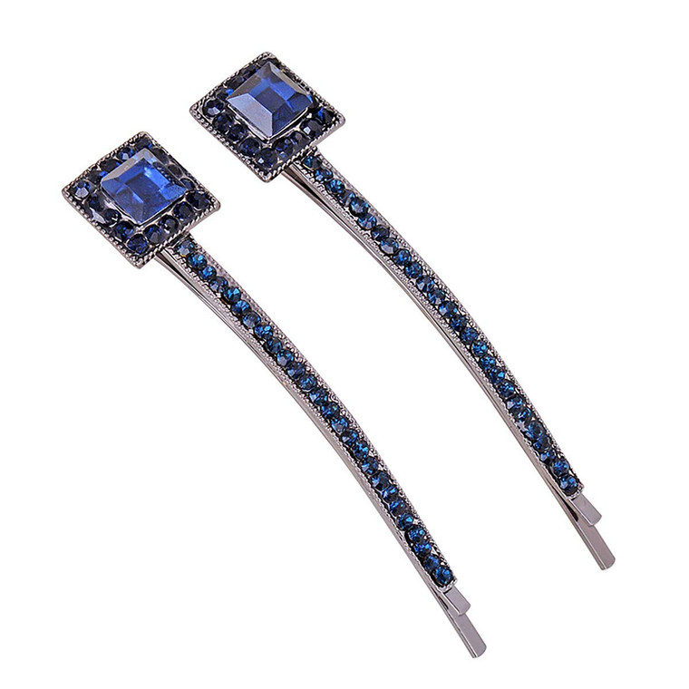 2PCS Vintage Rhinestone Bobby Pin Hair Clips Metal Hair Pins Side Clip for Women Lady (A#)