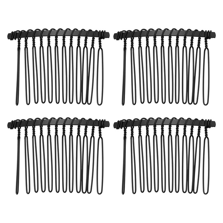 VOCOSTE 4 Pcs No Slip Hair Side Combs Accessories, Metal, Black, 2"