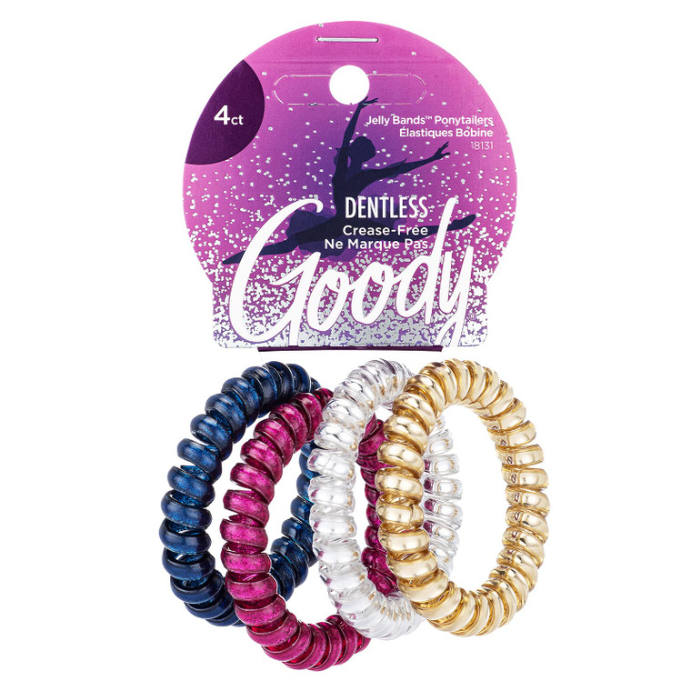 Goody Holiday Ball Coils - 4 Count, Assorted - Jelly Bands Ponytailers Hair Accessories for Men, Women, Boys and Girls to Style With Ease and Keep Yo