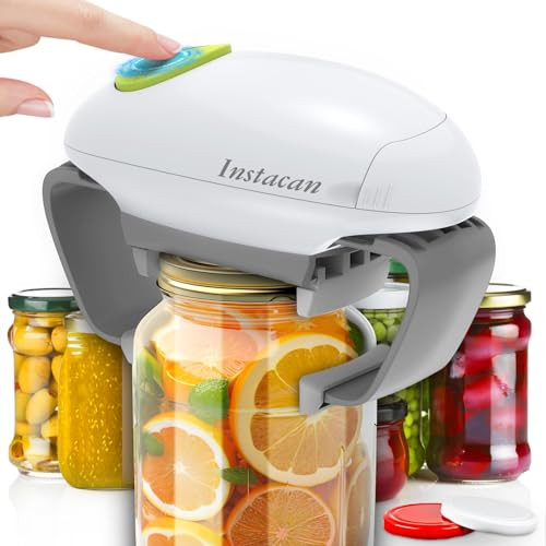 INSTACAN Higher Torque and One Touch Electric Jar Opener Easy Remove Almost Size Lid with Auto-Off, Powerful Bottle Opener for Arthritic Hands, Autom
