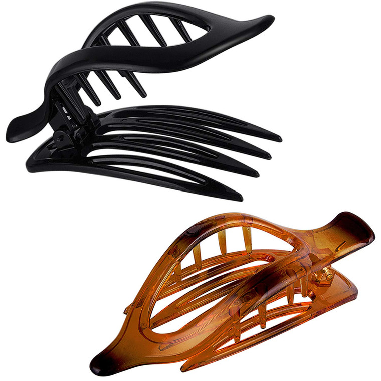 CROWN GUIDE Hair Claw Clips for Long Thick Hair Womens Crystal Plastic Curved Side Slide Hair Clips Comb Girls Ladies Beauty Accessory Pin Teeth Clam