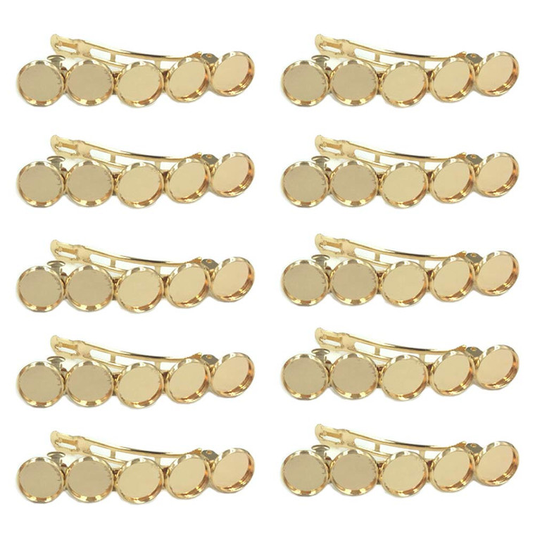 10 Pieces Metal Hair Clips with Blank Round Tray Base Fits 12mm Round Hair Clip Cabochon Settings Hair Barrettes with Blank Hairgrip Base Trays for D