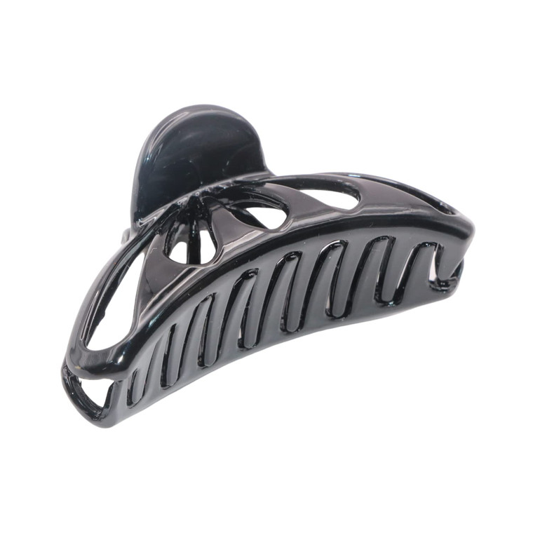 Parcelona French Rain Drop Black Small 2 3/4" Celluloid Jaw Hair Claw Clip Clamp Clutcher for Women and Girls, Made in France