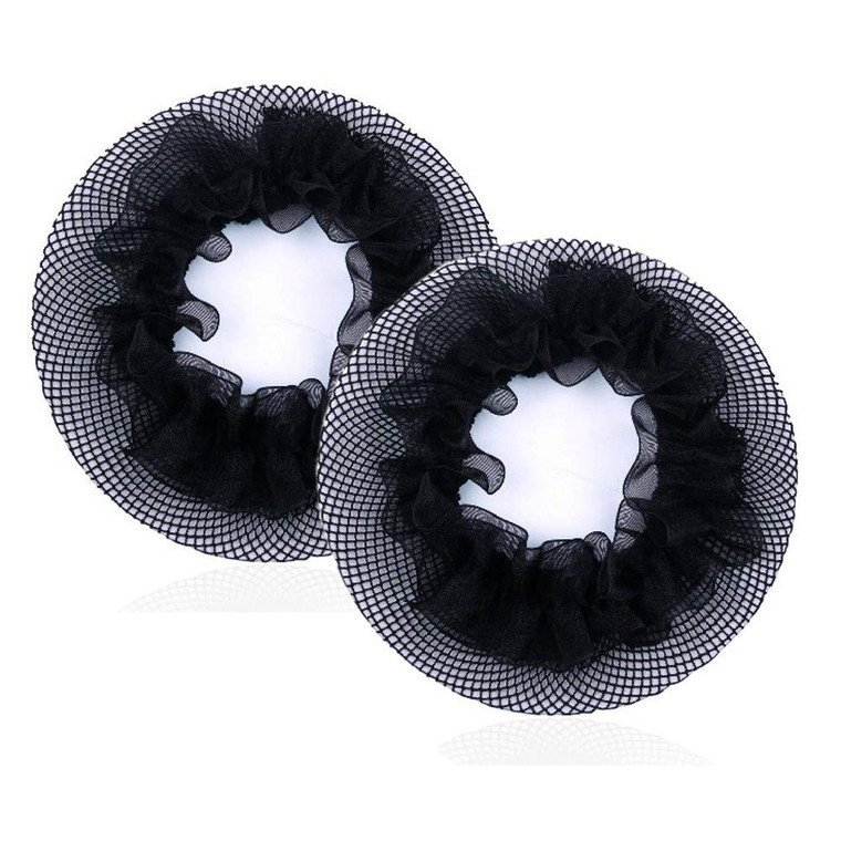 8Pcs Reusable Bun Hair Nets Elastic Flower Edge Hairnet for Ballet Bun Cover Dance Skating Gymnastics Performance Dancers Hair Accessories, Black