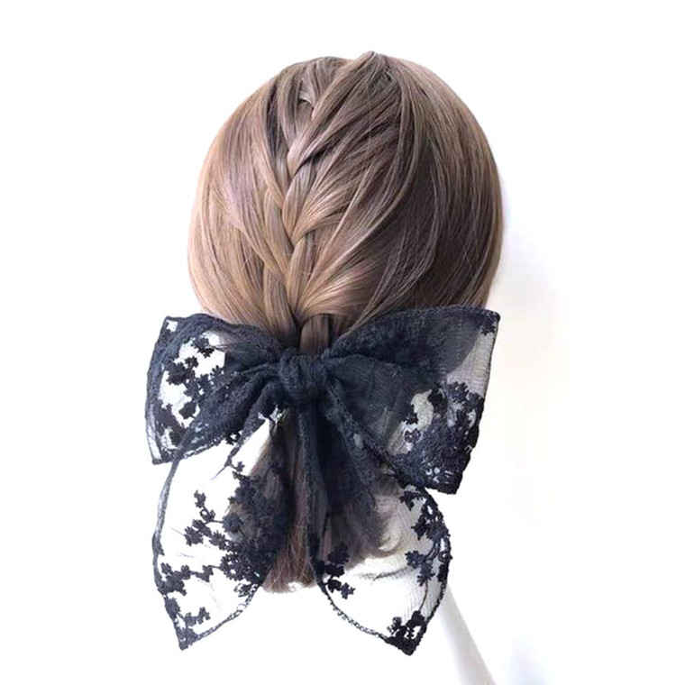 Asphire Vintage Lace Large Bow-knot Hair Clip Handmade Embroidery Bridal Butterfly Barrette Clip Women's Updo Hair Piece Prom Party Daily Decor Acces