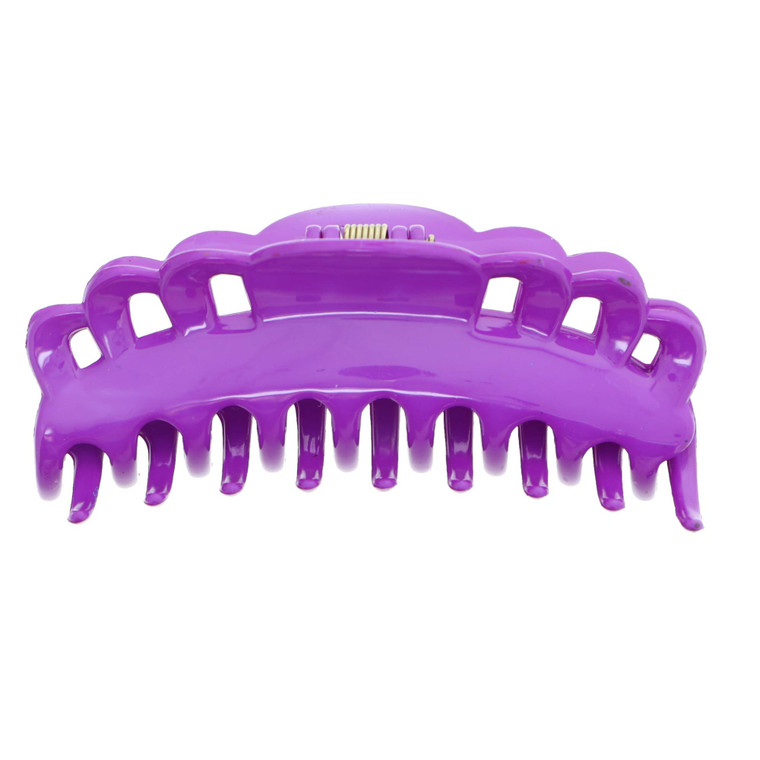 4 Inch Scalloped Jaw Clip With Holes-Purple