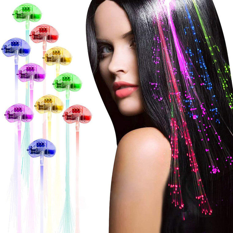 Acooe LED Light Up Hair Clips - 16 Pack Glow in the Dark Party Supplies Bar Dancing Hairpin Hair Accessories Women Girls Braid Extension Clips for Fe