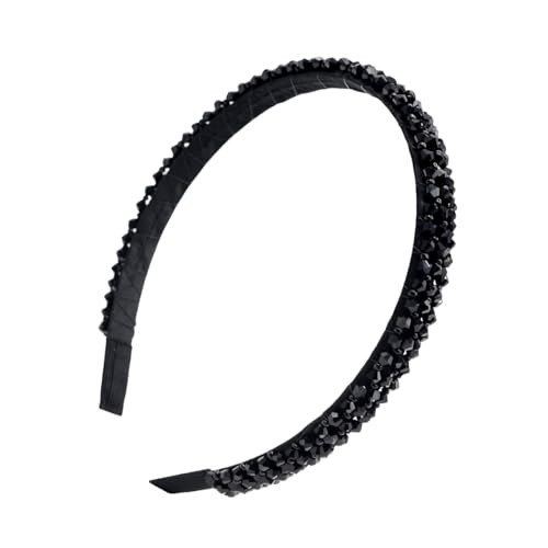 Ruihfas Fashion Sparkle 4 Rows Crystal Rhinestone Headbands Beaded Hair Hoop Band (Black)