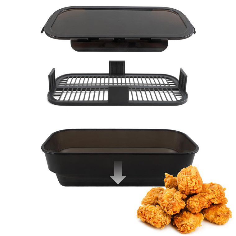 COOK WITH COLOR Collapsible Batter Bowl - Mess Free Breading Shaker Container - Great for Fried Fish, Fried Chicken, Onion Rings, Wings & More, Black