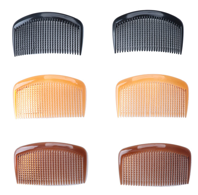 Ruwado 6 Pcs 29 Teeth French Hair Side Comb Vintage Style Coffee Black Brown Plastic Twist Hair Clips Accessories for Women Girls Long Fine Curly Hai