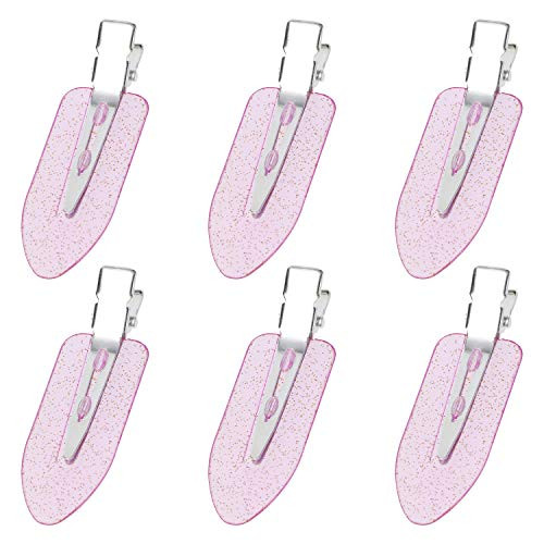 Mini Skater 6Pcs No Bend Hair Clip Makeup Pin Curl Clips No Crease Hair Clip for Hairstyle Bangs Waves Styling Hair Salon (Glitter Purple)