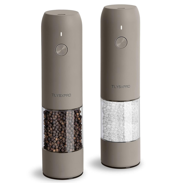 Electric Salt and Pepper Grinder Set, USB Rechargeable, Automatic Salt and Pepper Mill Grinder with Adjustable Coarseness, Electric Salt Shakers, LED