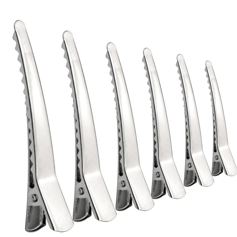 100 Pieces 6CM Silver Metal Alligator Teeth Prongs Clips Hair Pins Hair Bows