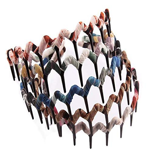 Fodattm 5PCS Bohemia Style Shark Tooth Wrapped Cloth Hairband Plastic Teeth Comb Hair Hoop Headband