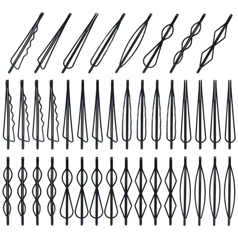Cinaci 40 Pack 8 Styles Simple Plain Non Slip Black Metal Hair Clips Barrettes Bobby Pins Hair Accessories for Women Girls (Black-40 Pack)