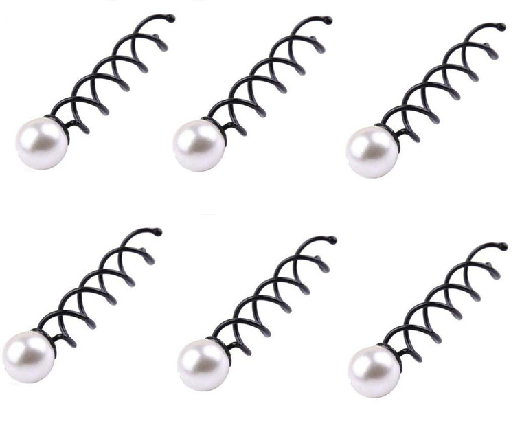 LASSUM 10 Pack Pearl Spiral Hair Pin Clip Bun Stick Spin Screw Twist Barrette for Women Hair Styling Tools