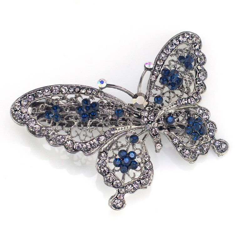 AKOAK Amazing Fashion Butterfly Hairpin Blue Crystal Headwear Barrette Hair Clip Headwear Accessories Jewelry