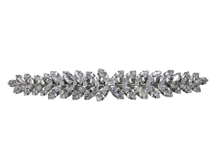 Faship Gorgeous Clear CZ Crystal Floral Hair Barrette Clip
