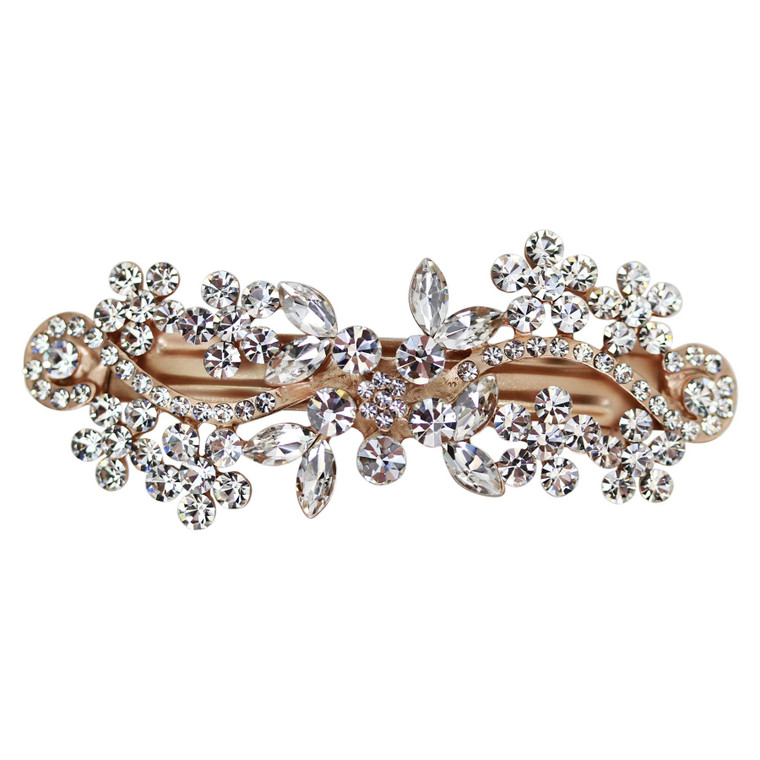 Faship Gorgeous Clear Crystal Floral Hair Clip Barrette