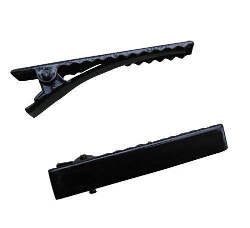 Chenkou Craft 50pcs Black Prong Hair Clips Alligator Hair Clip DIY Hair Jewelry Craft (Black, 1 3/8" (35mm))