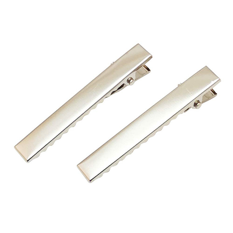 Chenkou Craft 50pcs Prong Hair Clips Alligator Hair Clip DIY Hair Jewelry Craft Dec (Silver, 2 1/8" (55mm))