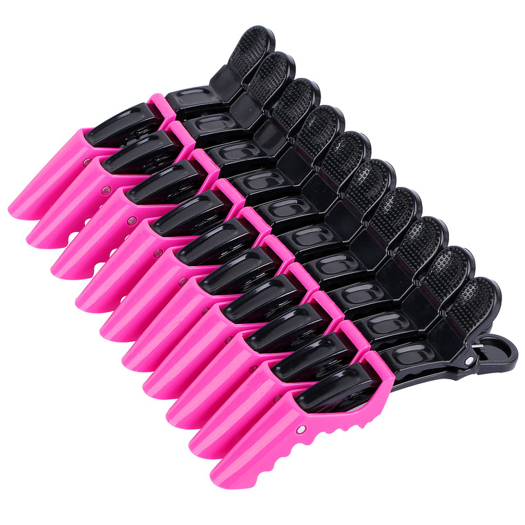 HH&LL Hair Clips for Women - Wide Teeth & Double-Hinged Design Alligator Styling Sectioning Clips of Professional Hair Salon Quality 10Pack (Rose Red