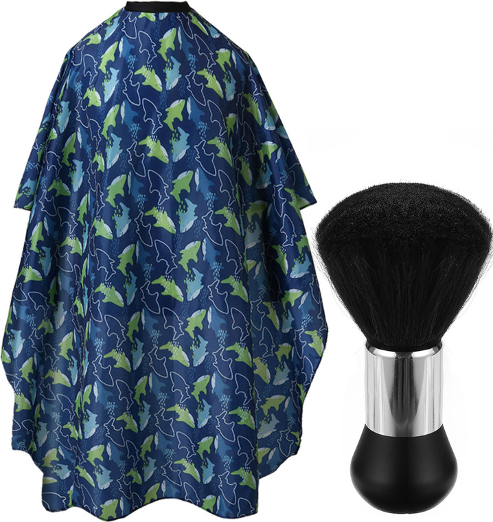 Borogo Professional Hair Cutting Cape with Neck Duster Brush, Salon Barber Cape, Hairdressing Accessories A