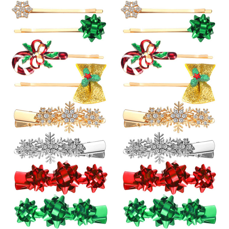 16 Peace Christmas Hair Clips for Women Rhinestone Snowflake Hair Clips Candy Cane Christmas Hair Accessories Candy Hair Accessories Alligator Xmas B