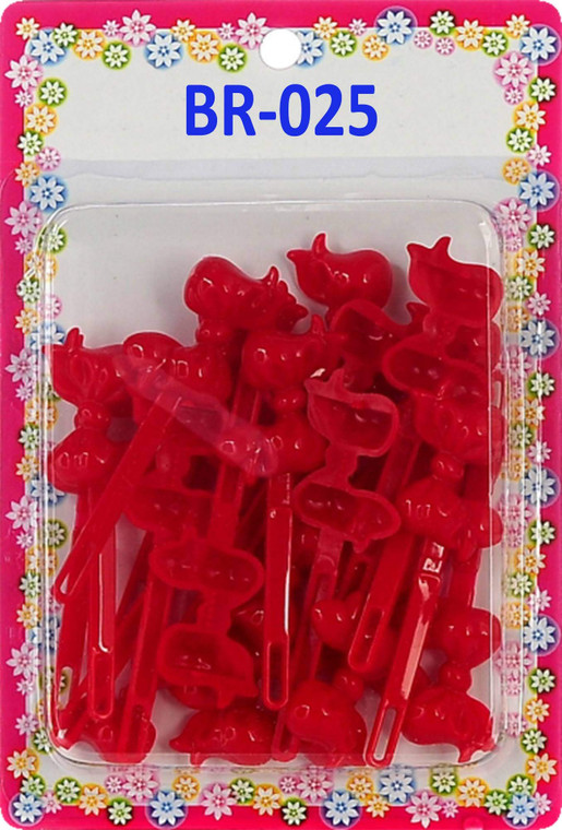 Tara Girls Super Cute Self Hinge Plastic Mulit Design Hair Barrettes Selection. 20 pc Red color bow Barrettes.