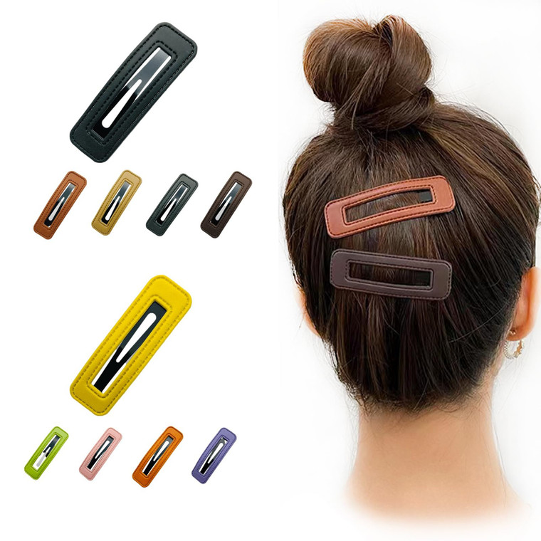 AsggBah 10pcs Large Hair Snap Clips 3 Inch Cutout Rectangle Hair Barrettes for Girls Women No Slip Hair Clips for Thick or Thin Hair Solid Candy & Mo