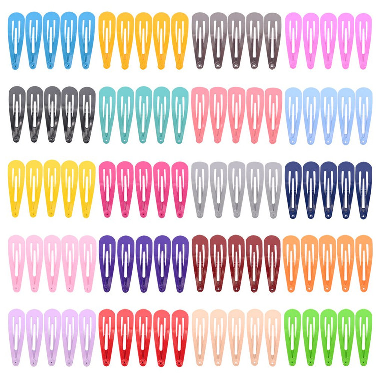 100 Pieces Solid Color 2 Inch Barrettes Women Metal Snap Clips