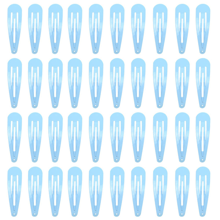 40 Counts Blue Color Metal Snap Hair Clips 2 Inch Barrettes for Women Accessories