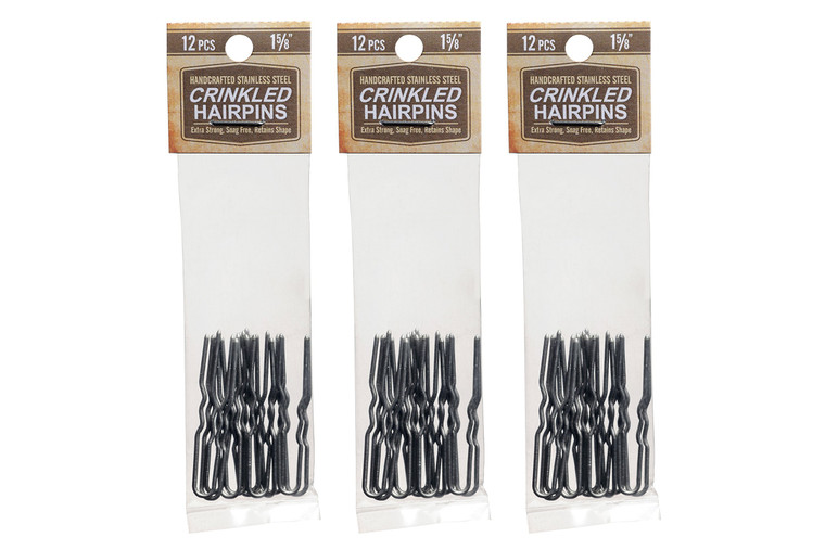 Amish Valley Products Hairpins 36 Count Crinkled Heavy Duty Stainless Steel Handmade Hair Pin Use in place of Hair Clips Barrettes Bobby Pins Snag-le