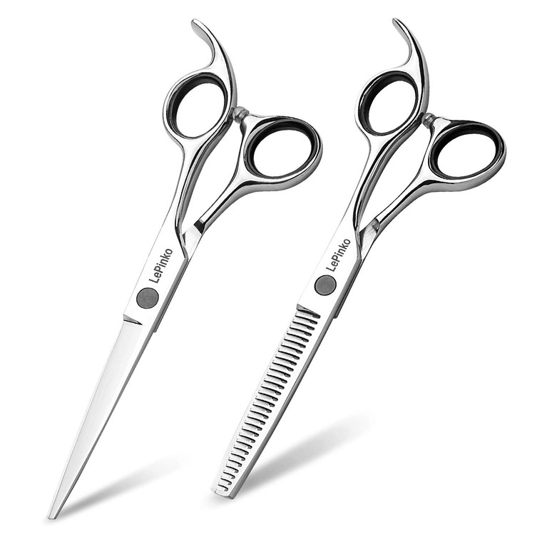 LePinko Hair Cutting Scissors Set, Professional Trimming and Thinning Shears Kit, 6.5 Inch Japanese Stainless Steel With PU Case and Carbon Anti-stat