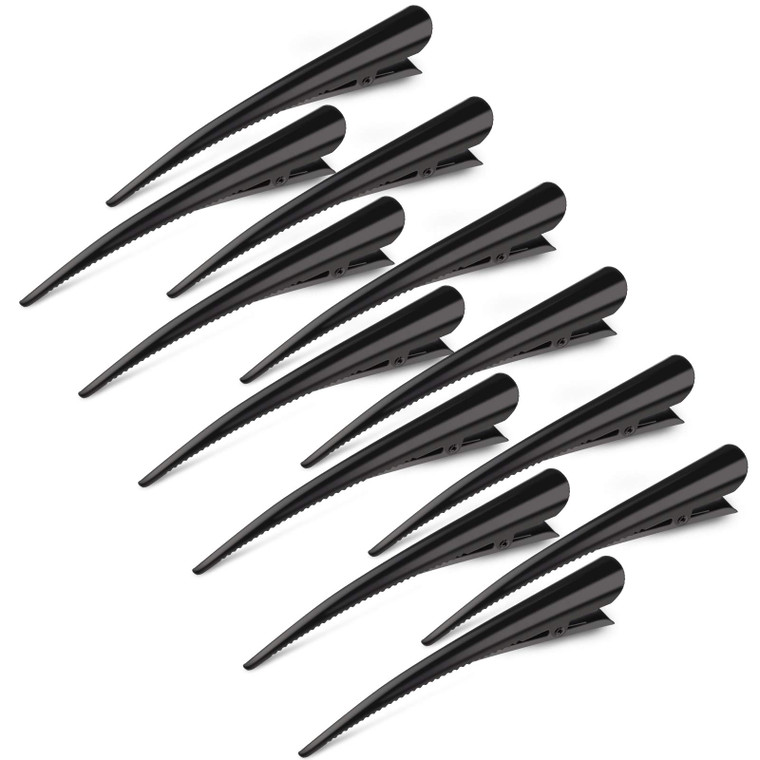 12 Pack Alligator Hair Clips for Styling Sectioning Salon Hairstyle, GLAMFIELDS 5 inch Non-Slip Black Duckbill Metal Teeth Clips for Women Girls Thic